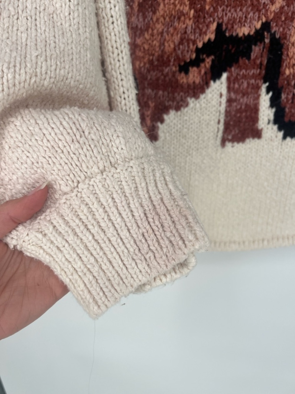 Pilcro Cream Knit Button-Up Knit Western Cardigan Brown Horseshoe Accents 2X - Picture 11 of 12